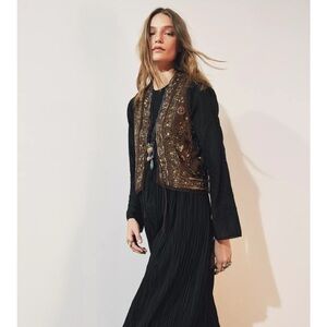 NWT Zara black embroidered maxi dress